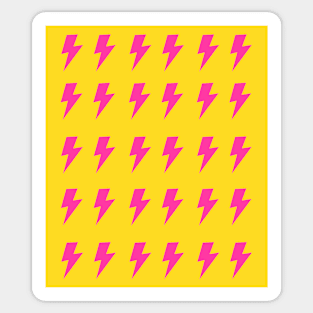 Hot Pink Lightning Pattern on Bright Yellow Sticker